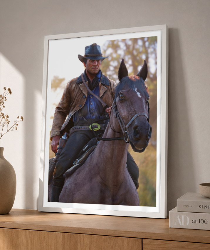 Quadro Decorativo Red Dead Redemption 2 Arthur Morgan Cavalo - Poster Game