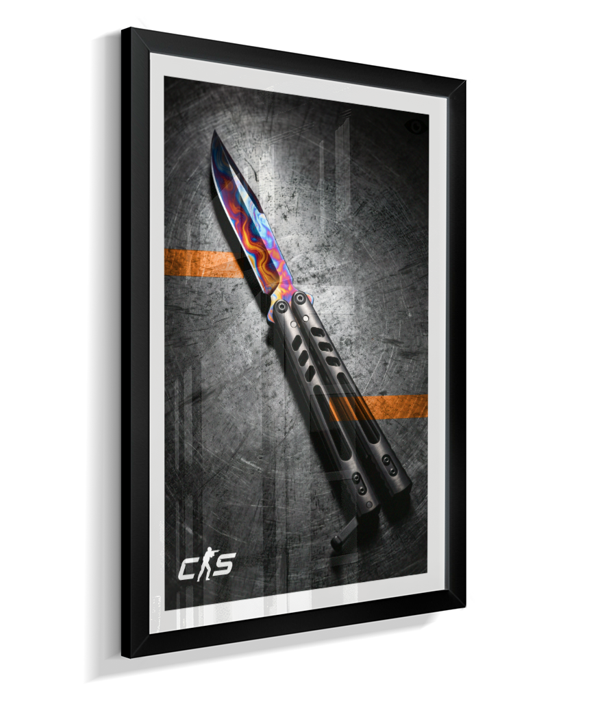 Quadro Decorativo CS2 Butterfly Knife Marble Fade Industrial