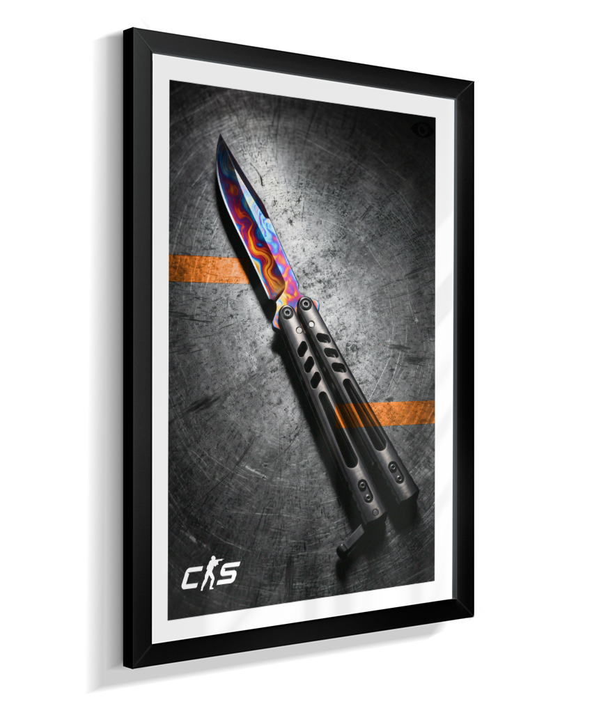 Quadro Decorativo CS2 Butterfly Knife Marble Fade Industrial