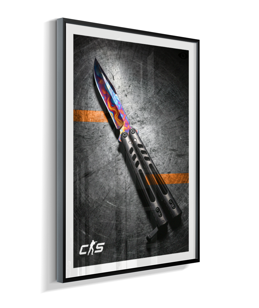 Quadro Decorativo CS2 Butterfly Knife Marble Fade Industrial