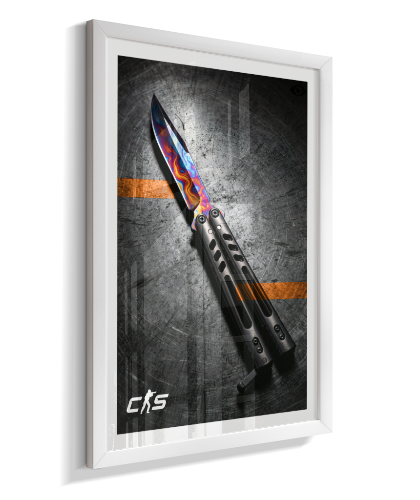 Quadro Decorativo CS2 Butterfly Knife Marble Fade Industrial