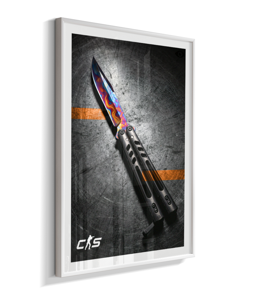 Quadro Decorativo CS2 Butterfly Knife Marble Fade Industrial