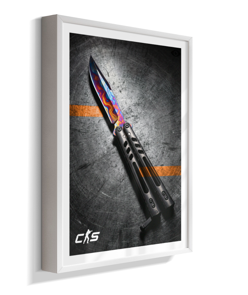 Quadro Decorativo CS2 Butterfly Knife Marble Fade Industrial
