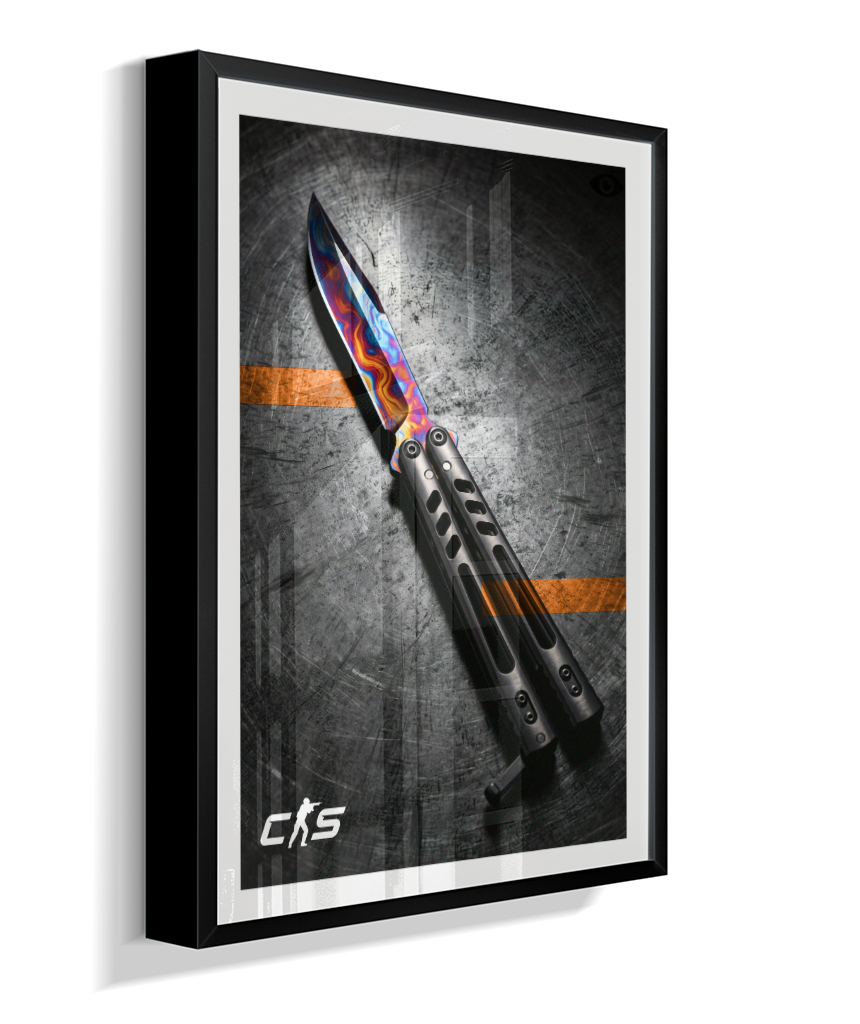 Quadro Decorativo CS2 Butterfly Knife Marble Fade Industrial