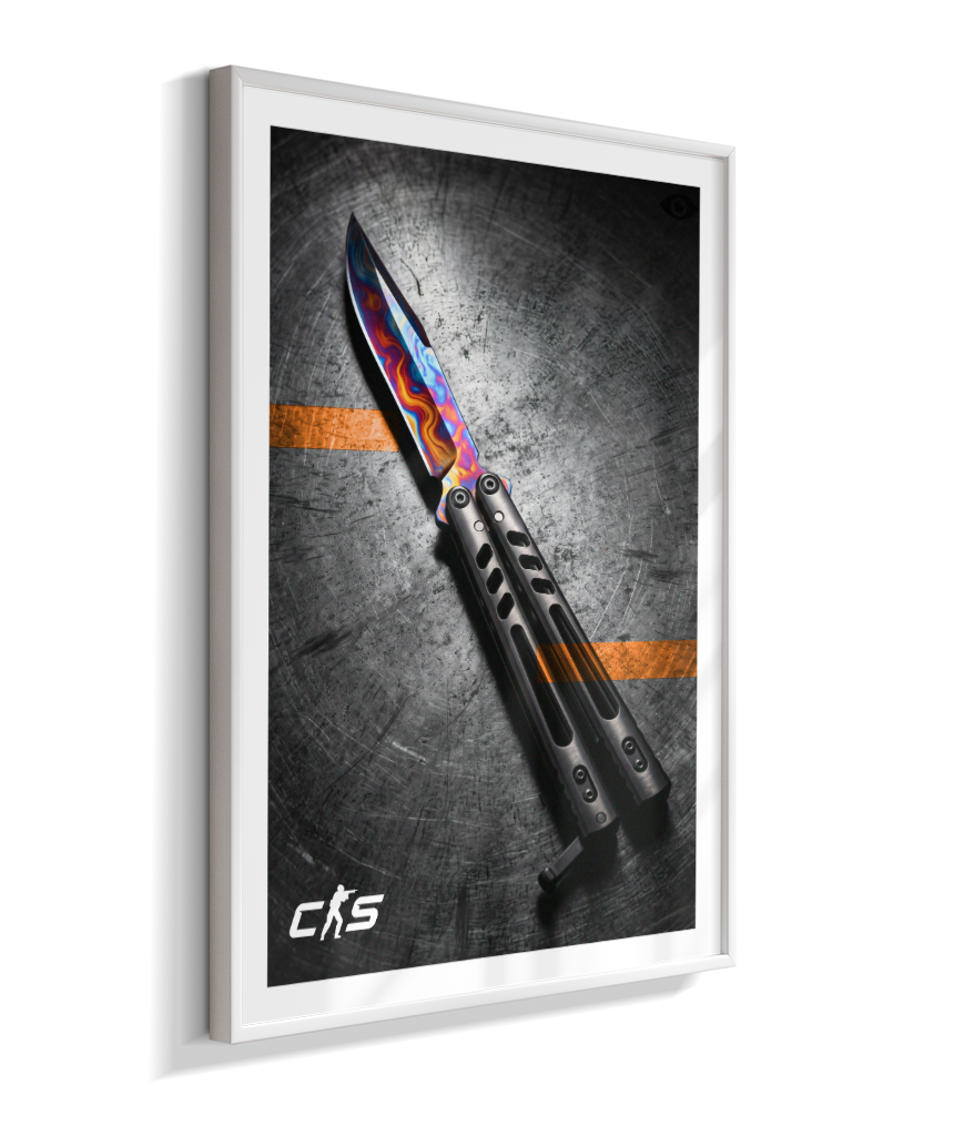Quadro Decorativo CS2 Butterfly Knife Marble Fade Industrial