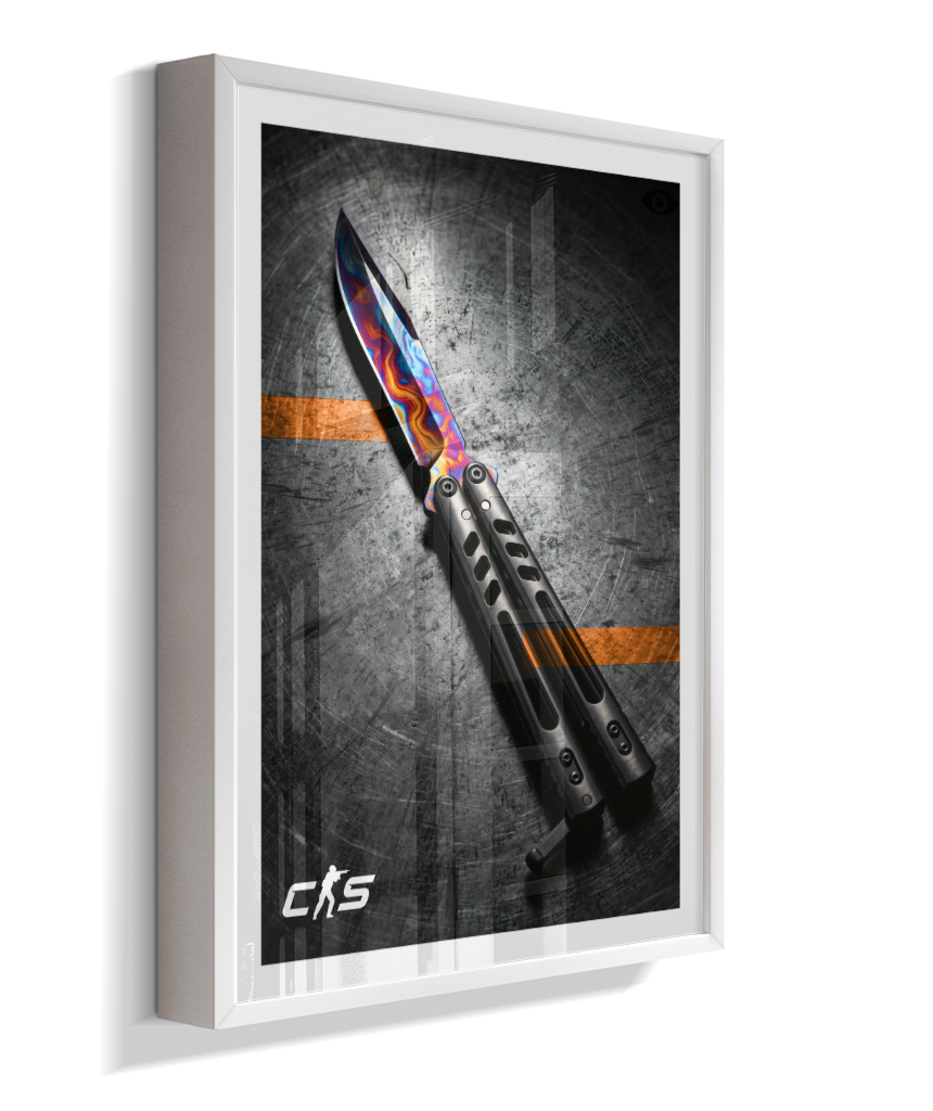Quadro Decorativo CS2 Butterfly Knife Marble Fade Industrial