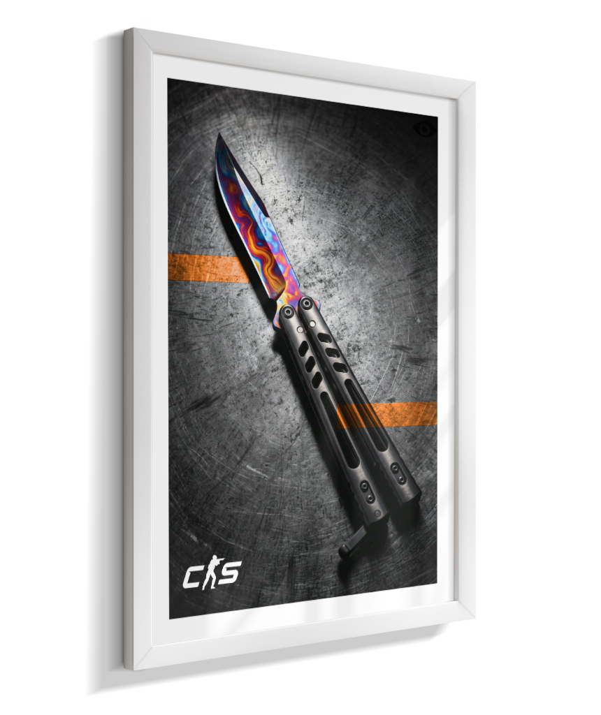 Quadro Decorativo CS2 Butterfly Knife Marble Fade Industrial
