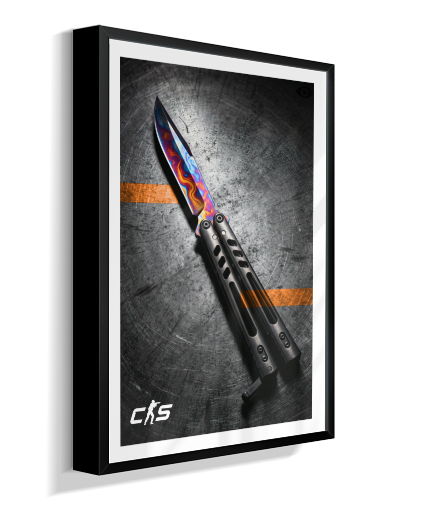 Quadro Decorativo CS2 Butterfly Knife Marble Fade Industrial