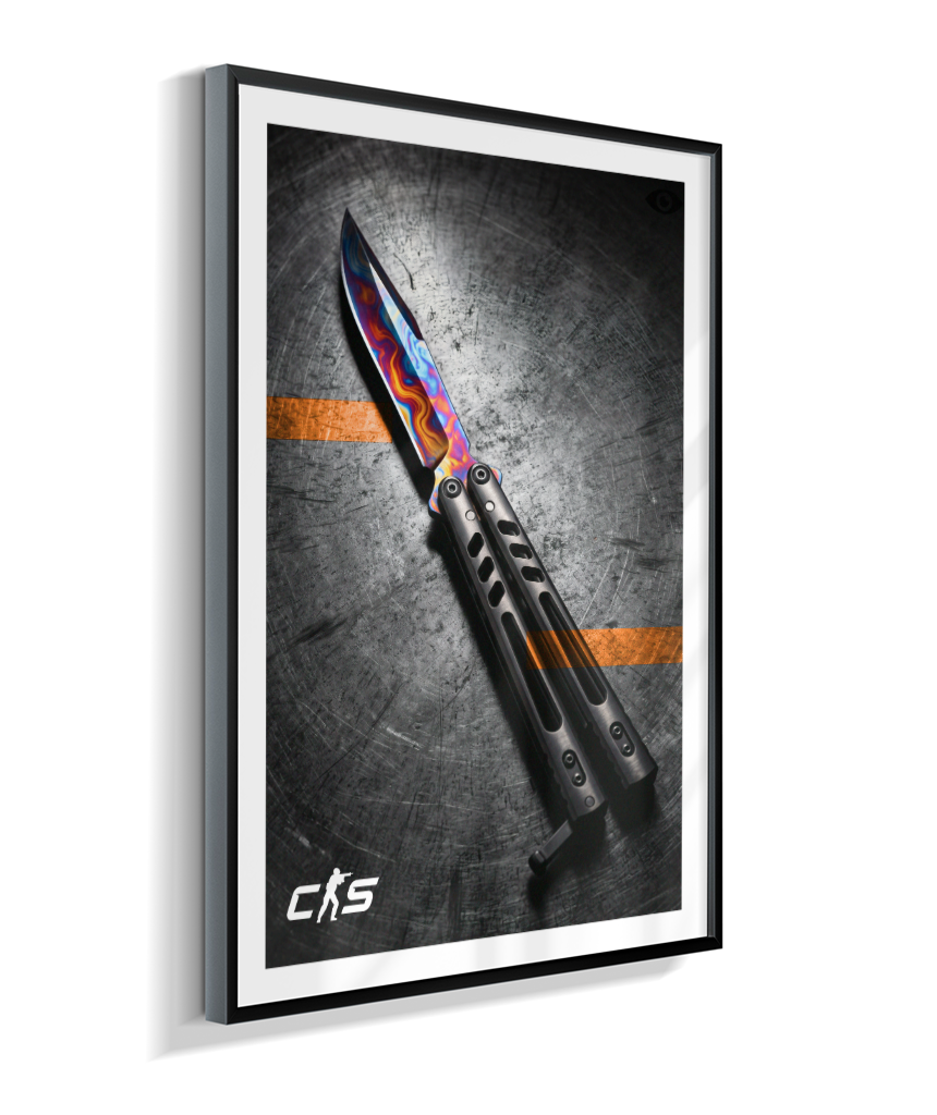 Quadro Decorativo CS2 Butterfly Knife Marble Fade Industrial