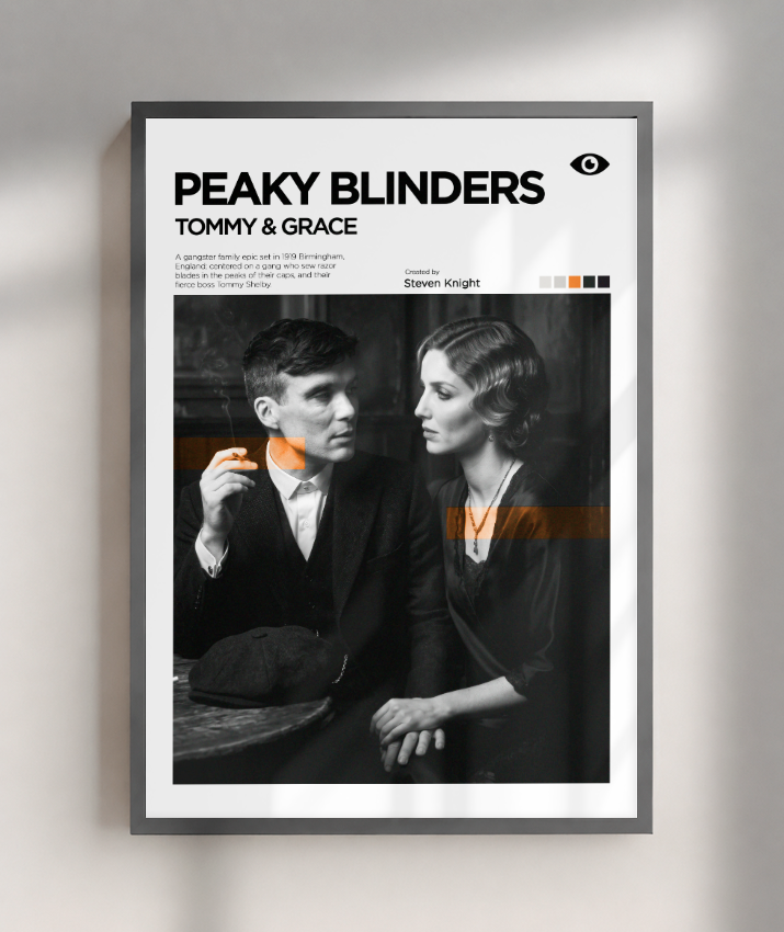 Quadro Decorativo Peaky Blinders Tommy e Grace Exposição Minimalista