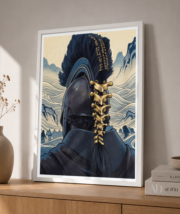 Quadro Decorativo Elmo de Ulisses – Odisseia & Ukiyo-e