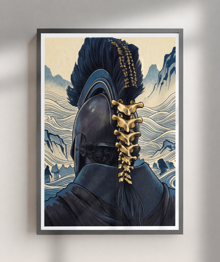 Quadro Decorativo Elmo de Ulisses – Odisseia & Ukiyo-e