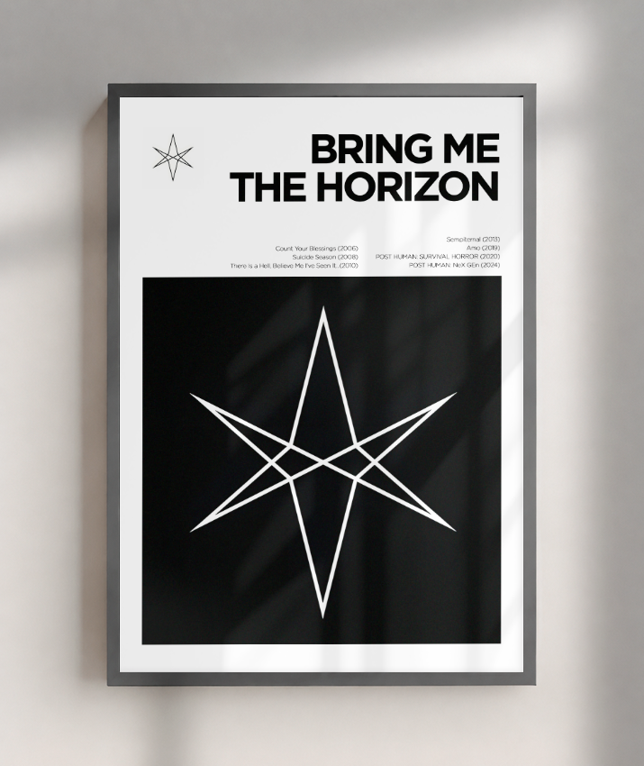 Quadro Decorativo Bring Me The Horizon Simbolo SEXTAGRAMA - Poster Minimalista