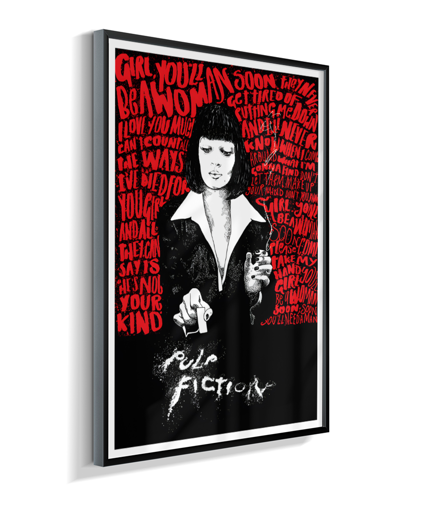 Quadro Decorativo Pulp Fiction Mia Wallace Typography Red