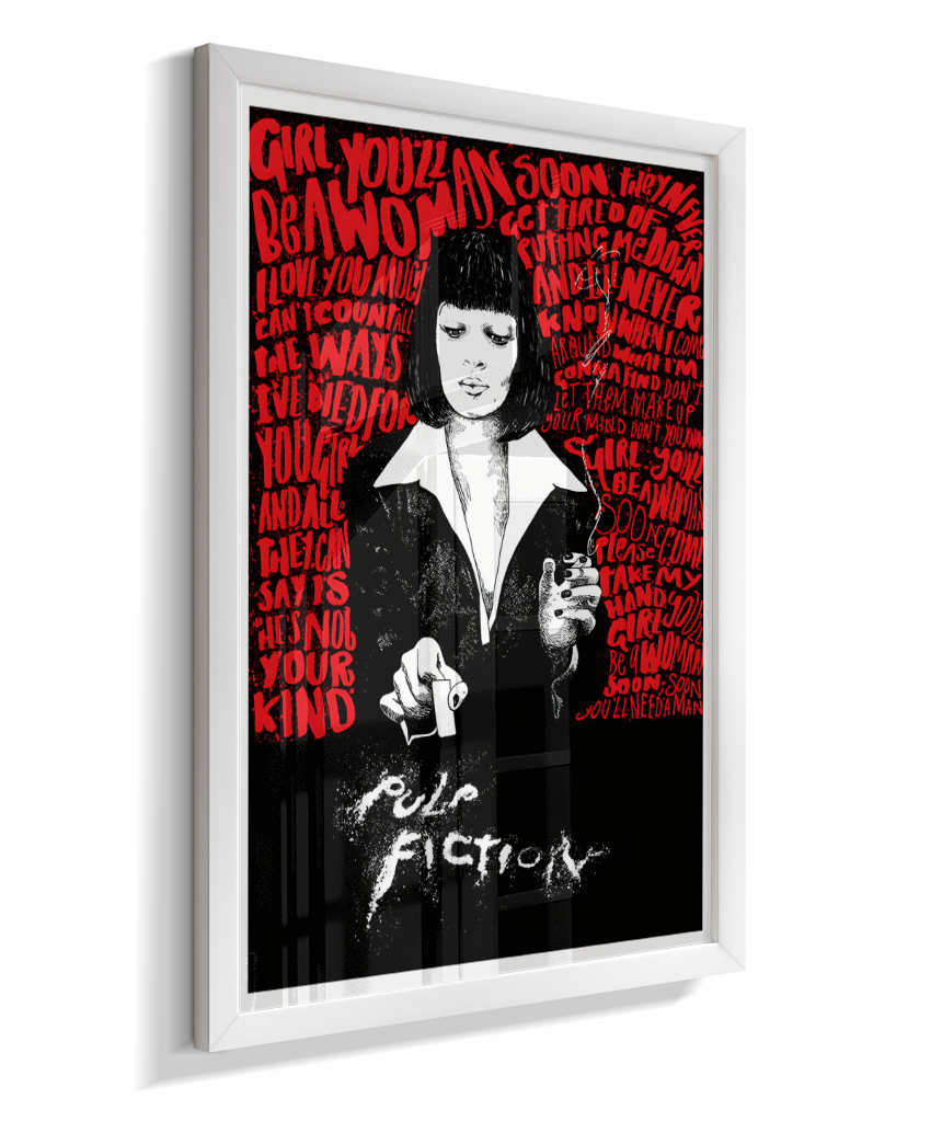 Quadro Decorativo Pulp Fiction Mia Wallace Typography Red