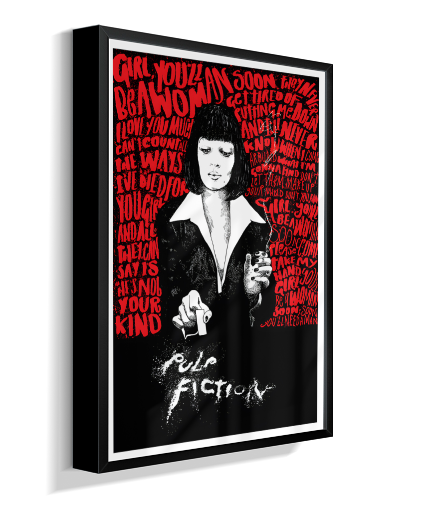 Quadro Decorativo Pulp Fiction Mia Wallace Typography Red