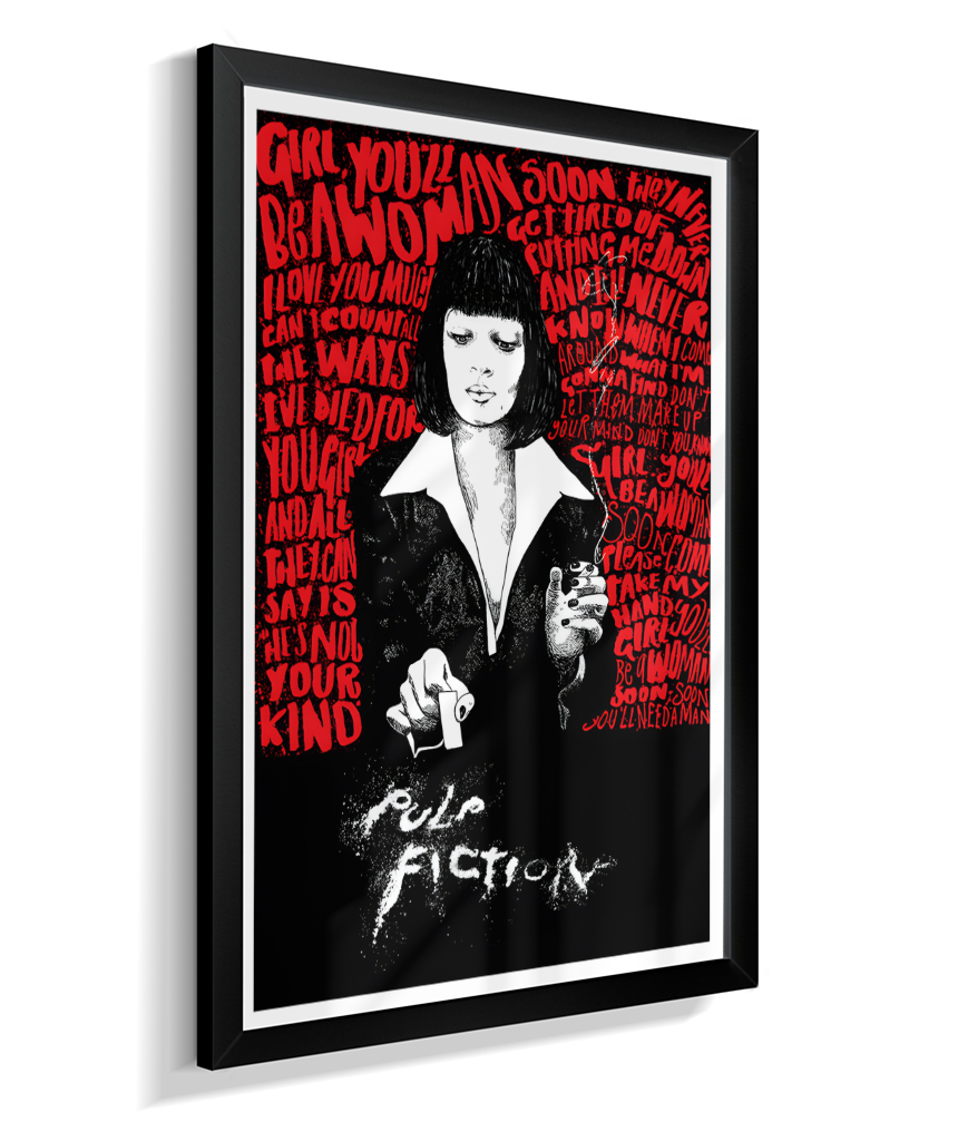 Quadro Decorativo Pulp Fiction Mia Wallace Typography Red