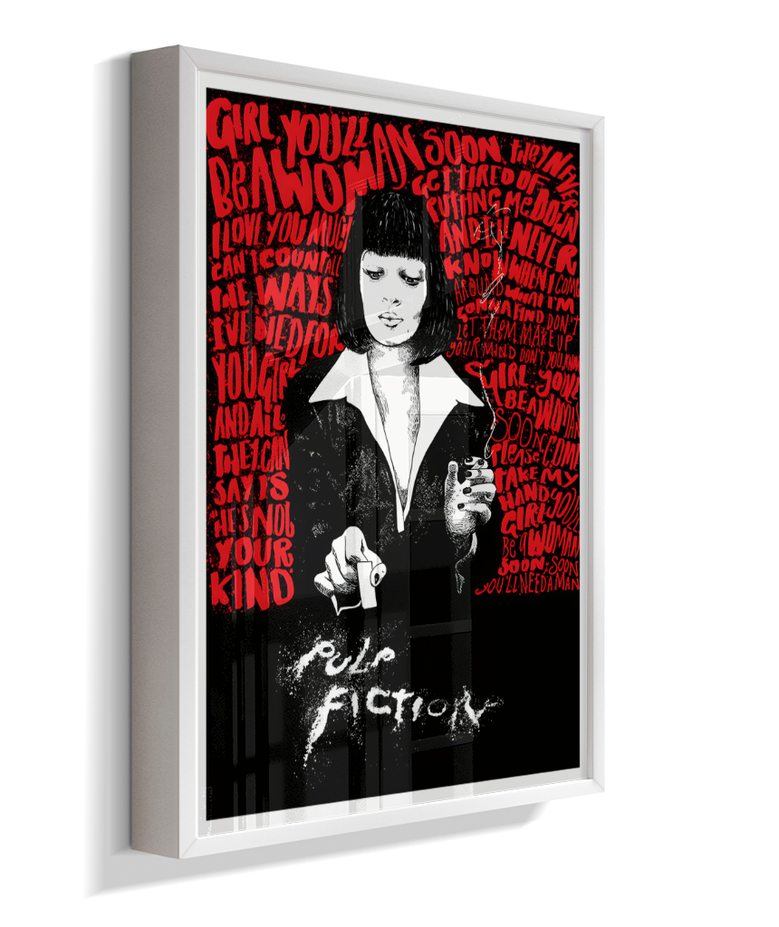 Quadro Decorativo Pulp Fiction Mia Wallace Typography Red
