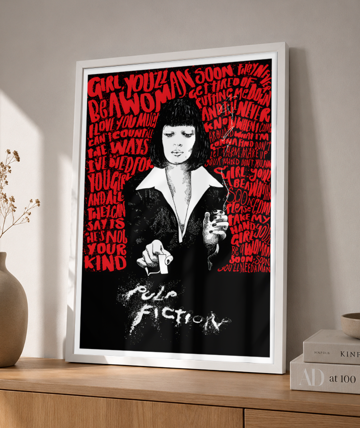 Quadro Decorativo Pulp Fiction Mia Wallace Typography Red