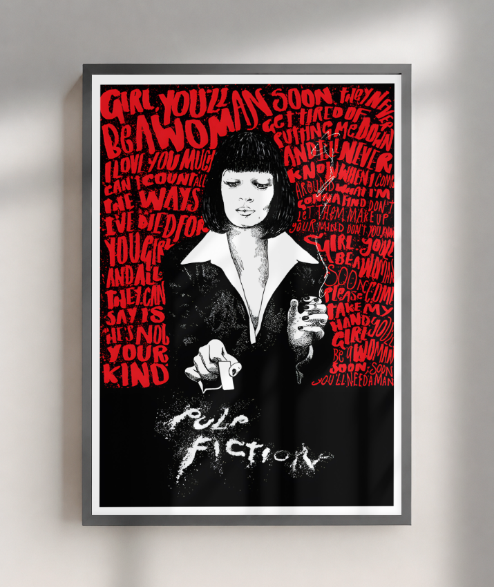 Quadro Decorativo Pulp Fiction Mia Wallace Typography Red