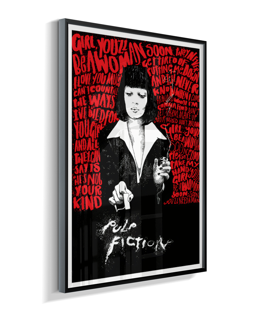 Quadro Decorativo Pulp Fiction Mia Wallace Typography Red