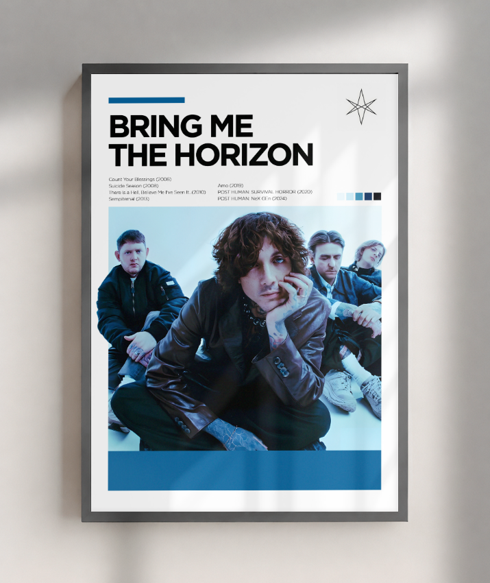 Quadro Decorativo Bring Me The Horizon Oliver Sykes - Poster Minimalista Banda