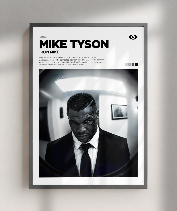 Quadro Decorativo Mike Tyson Iron Mike - Poster Minimalista Luta e Esporte