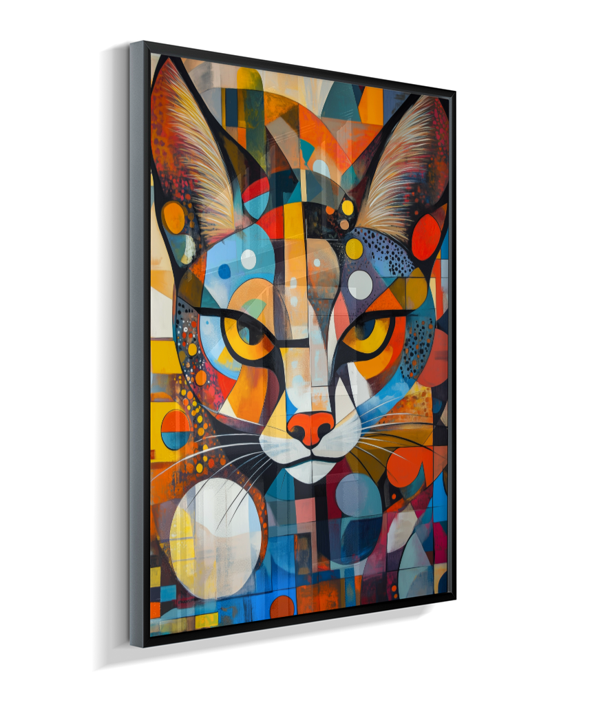 Quadro Decorativo "Prism" – Gato Geométrico Colorido