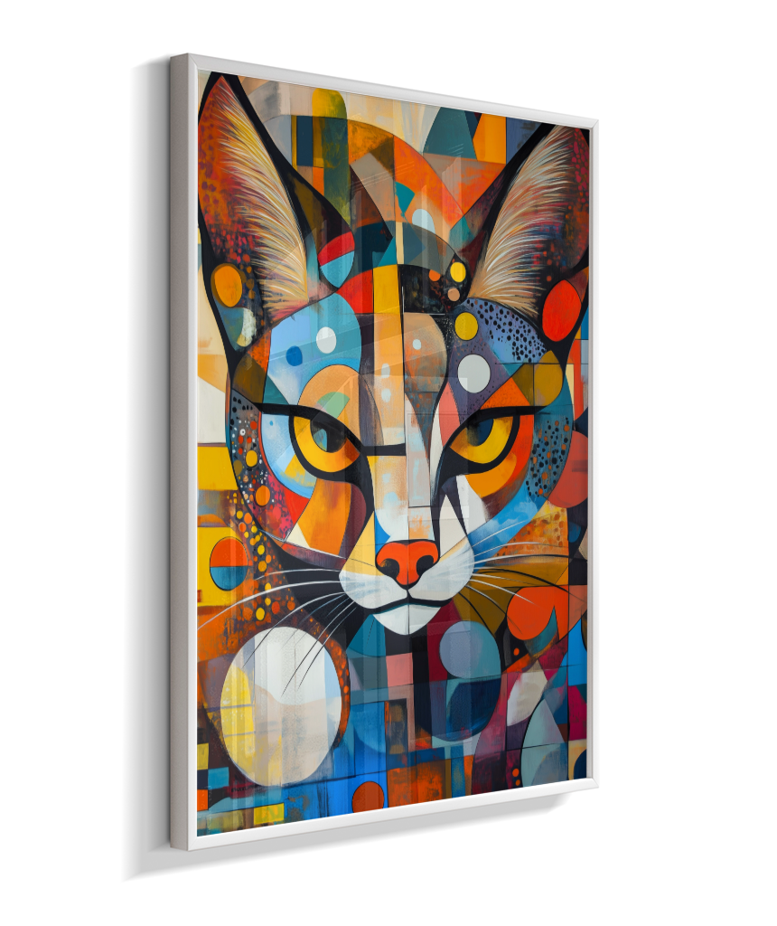 Quadro Decorativo "Prism" – Gato Geométrico Colorido