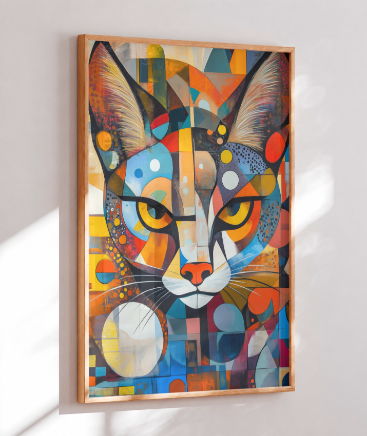 Quadro Decorativo "Prism" – Gato Geométrico Colorido