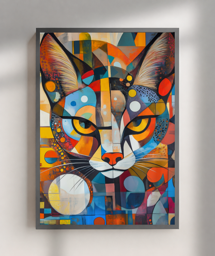 Quadro Decorativo "Prism" – Gato Geométrico Colorido