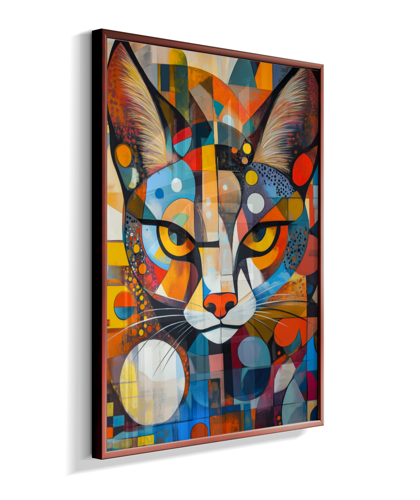 Quadro Decorativo "Prism" – Gato Geométrico Colorido