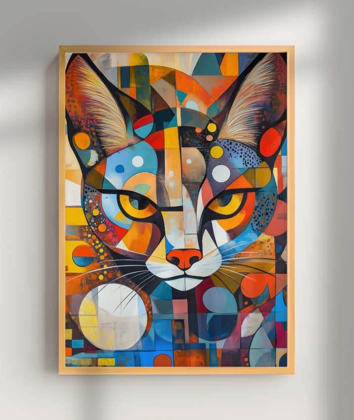 Quadro Decorativo "Prism" – Gato Geométrico Colorido
