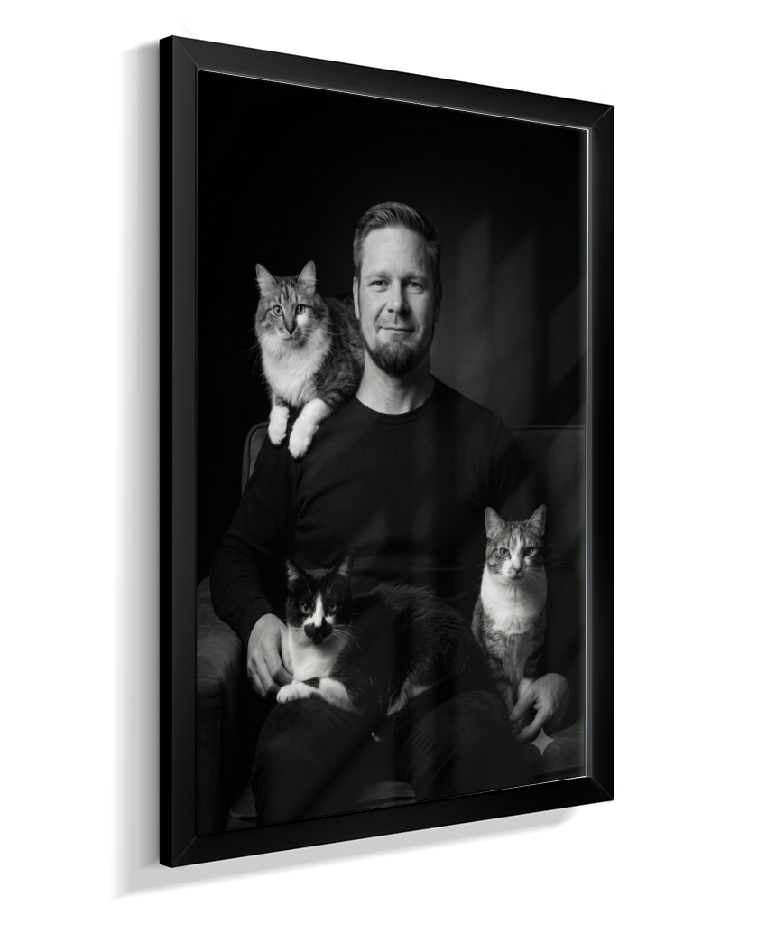 Memórias em Preto e Branco - Homem e Gatos