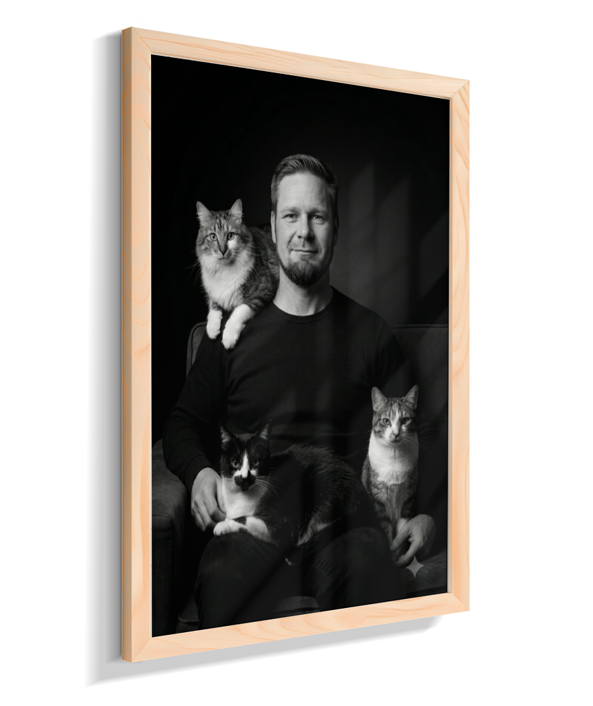 Memórias em Preto e Branco - Homem e Gatos