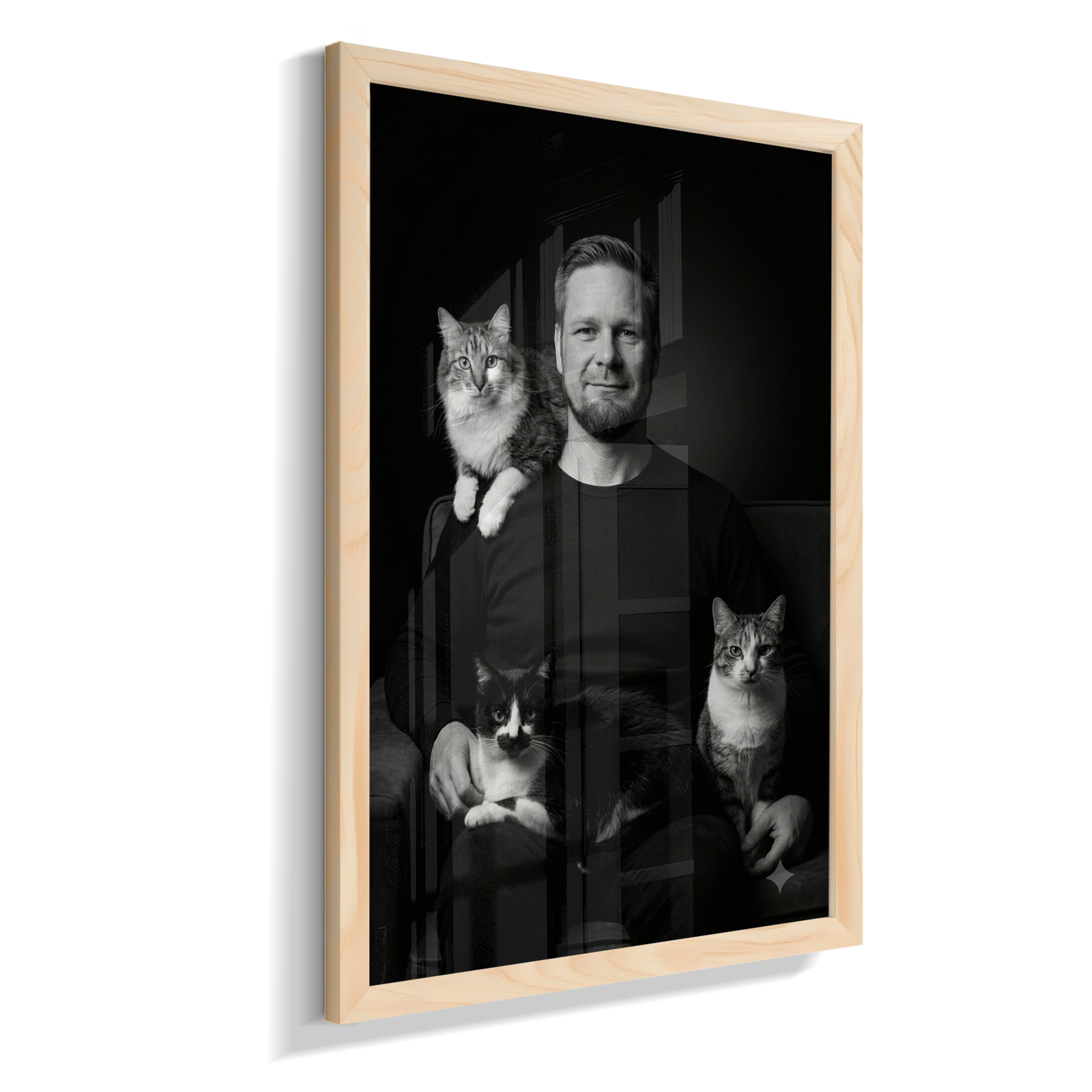 Memórias em Preto e Branco - Homem e Gatos