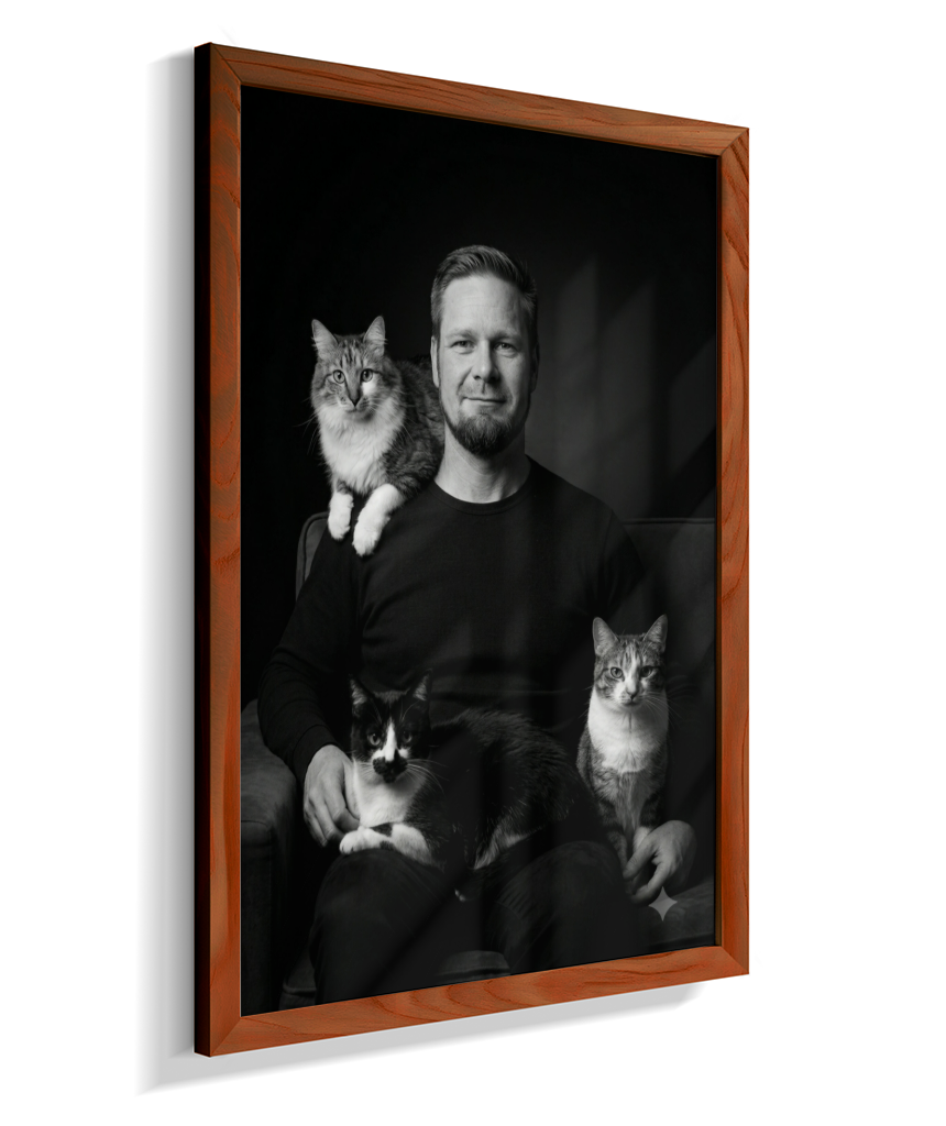 Memórias em Preto e Branco - Homem e Gatos