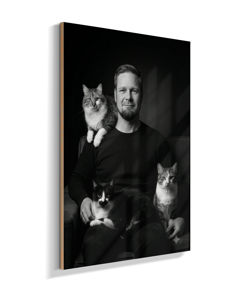 Memórias em Preto e Branco - Homem e Gatos