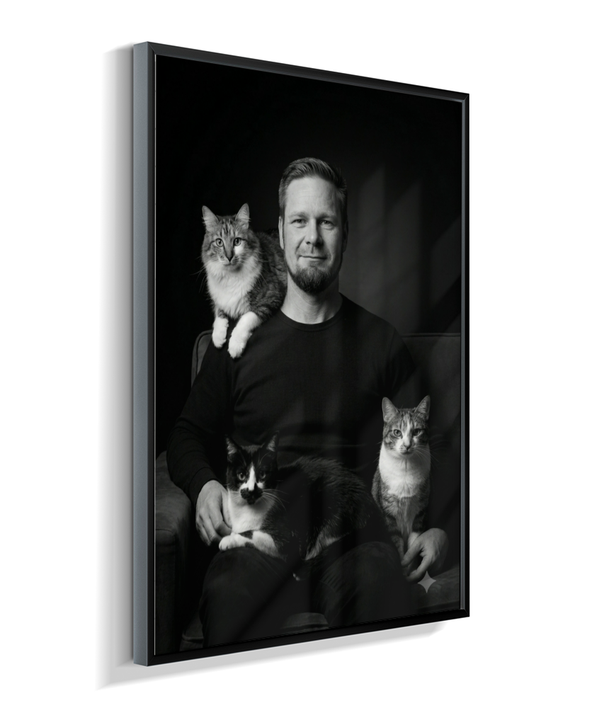 Memórias em Preto e Branco - Homem e Gatos