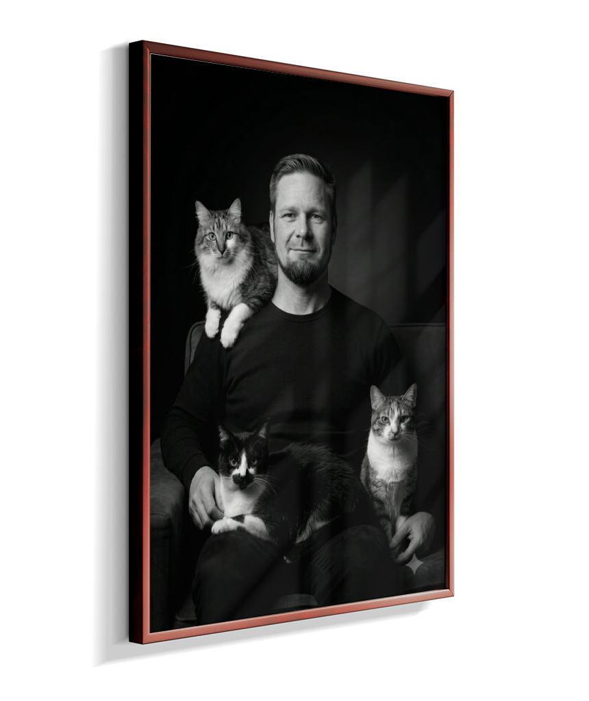 Memórias em Preto e Branco - Homem e Gatos