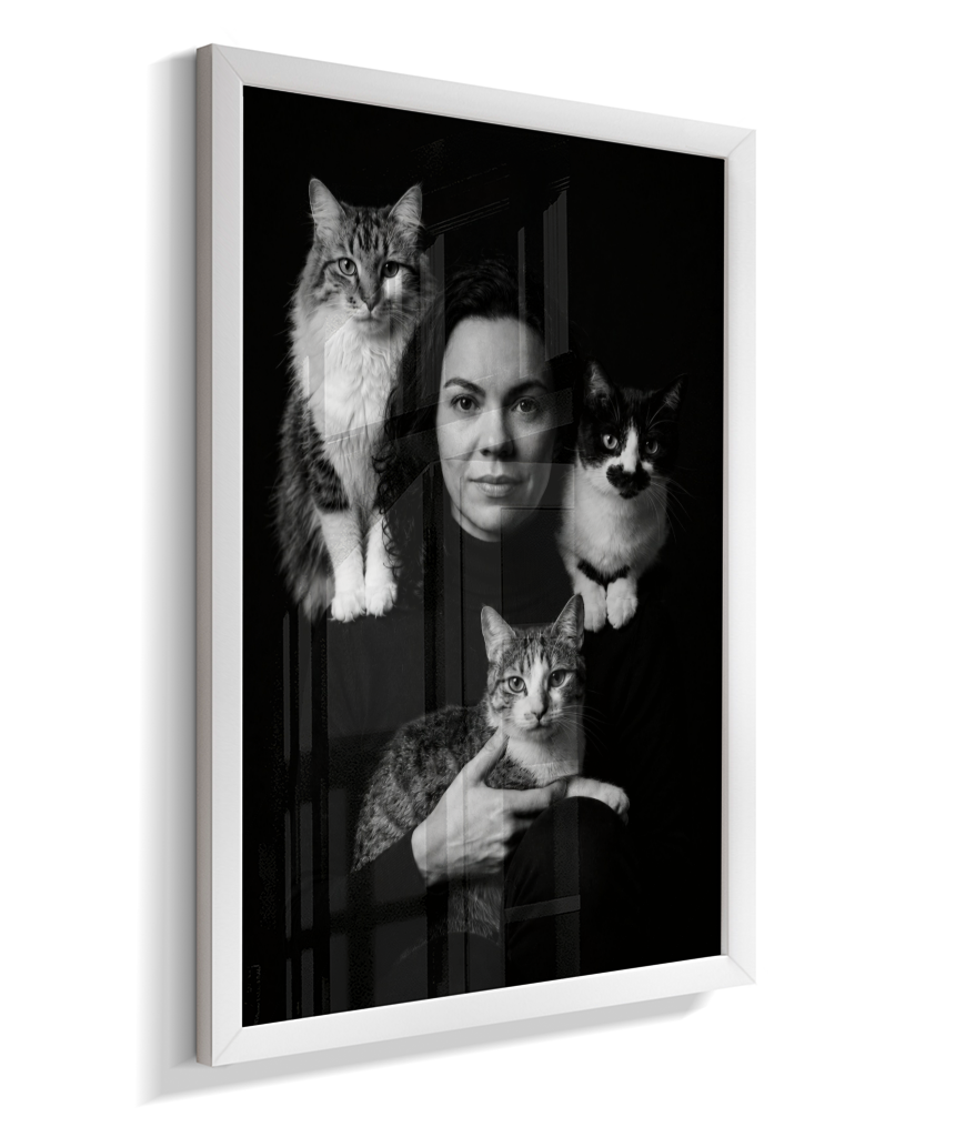 Memórias em Preto e Branco - Mulher e Gatos