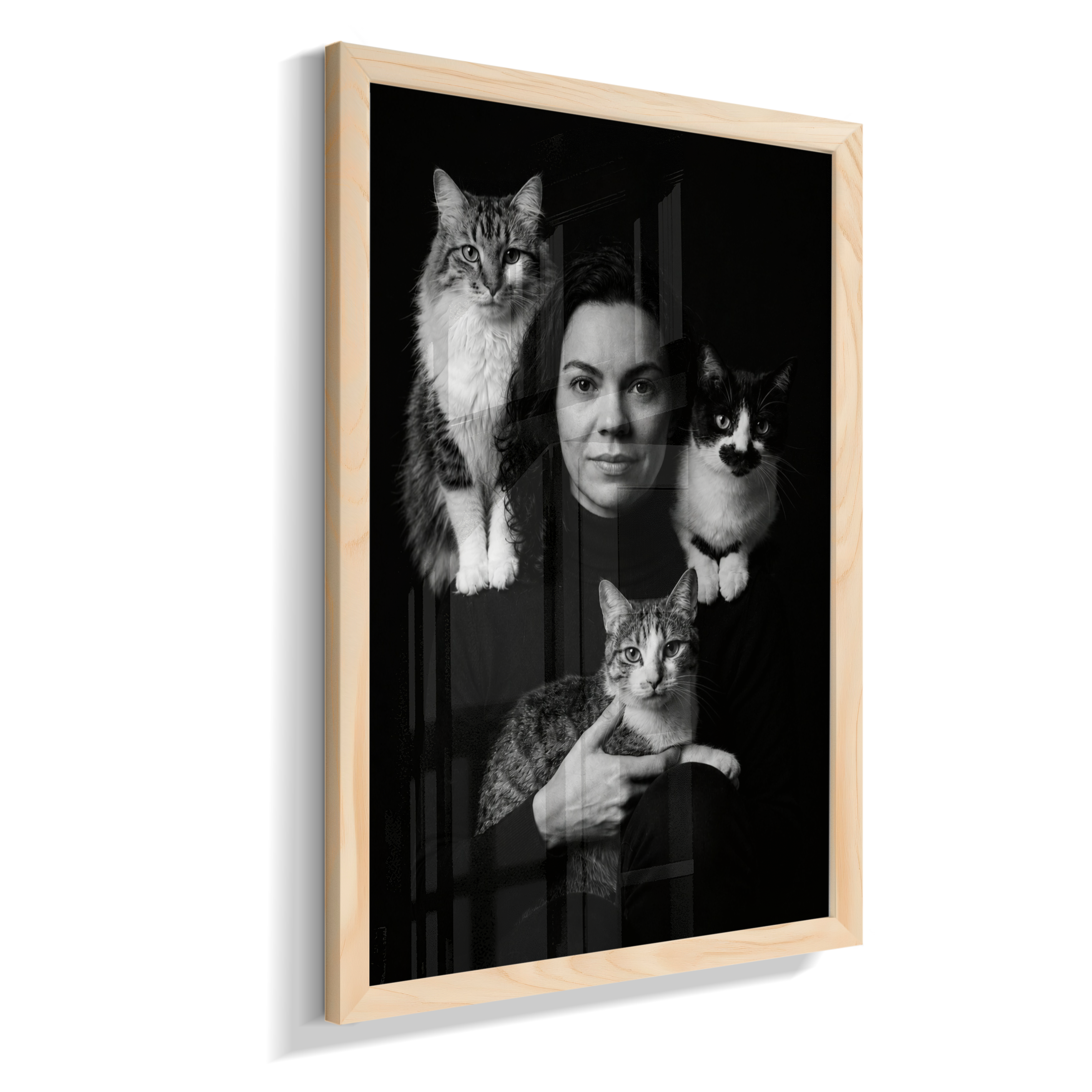 Memórias em Preto e Branco - Mulher e Gatos