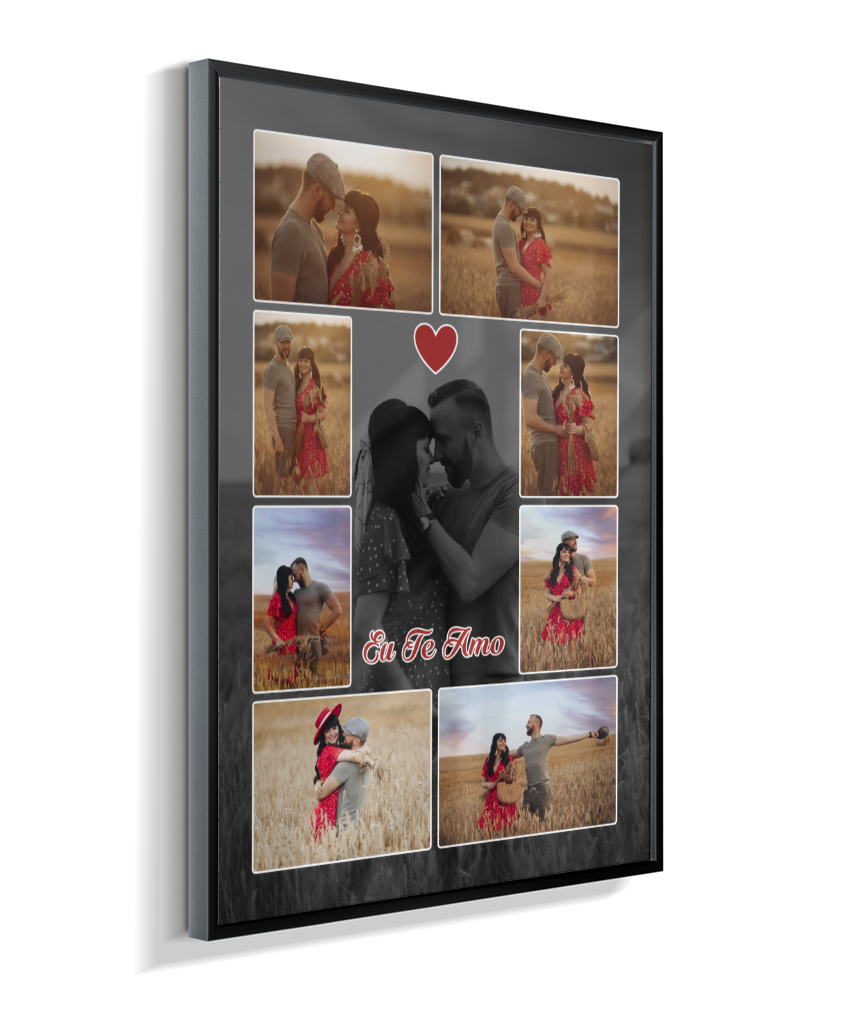 Quadro Personalizado Casal — Mosaico de Memórias 8 Fotos