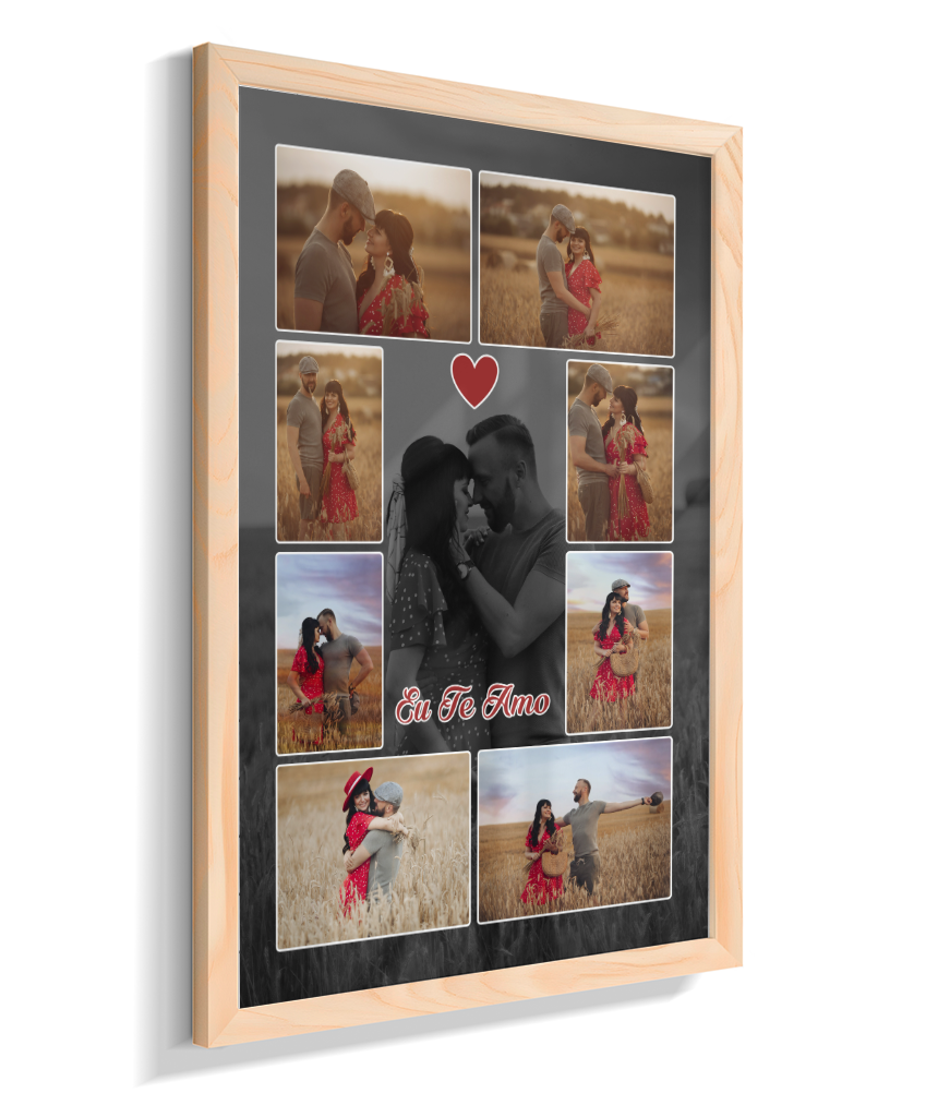 Quadro Personalizado Casal — Mosaico de Memórias 8 Fotos