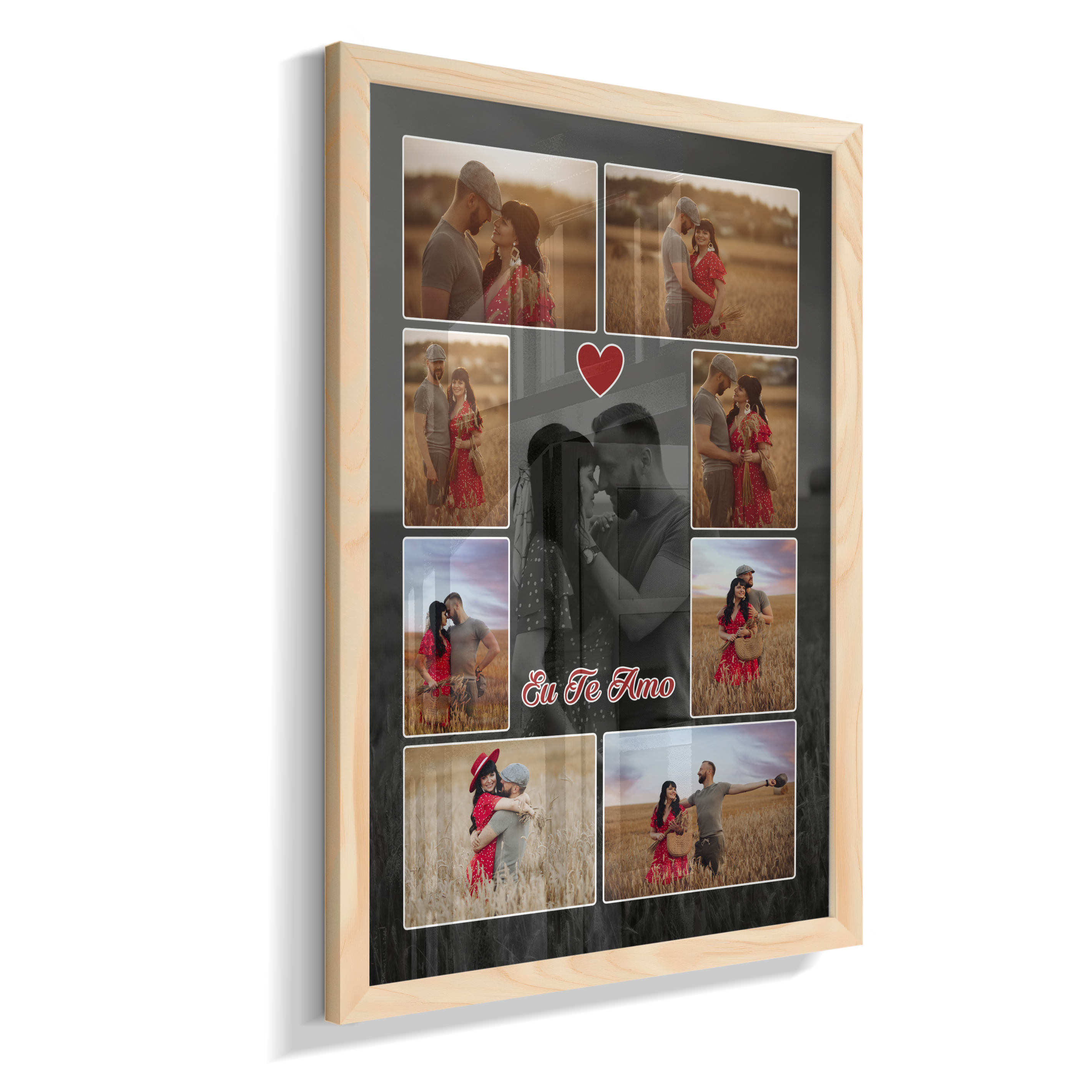 Quadro Personalizado Casal — Mosaico de Memórias 8 Fotos