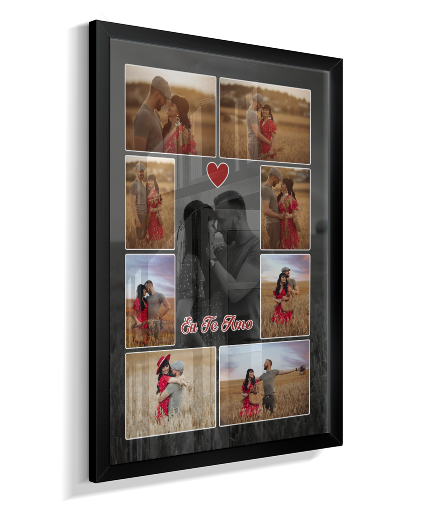 Quadro Personalizado Casal — Mosaico de Memórias 8 Fotos