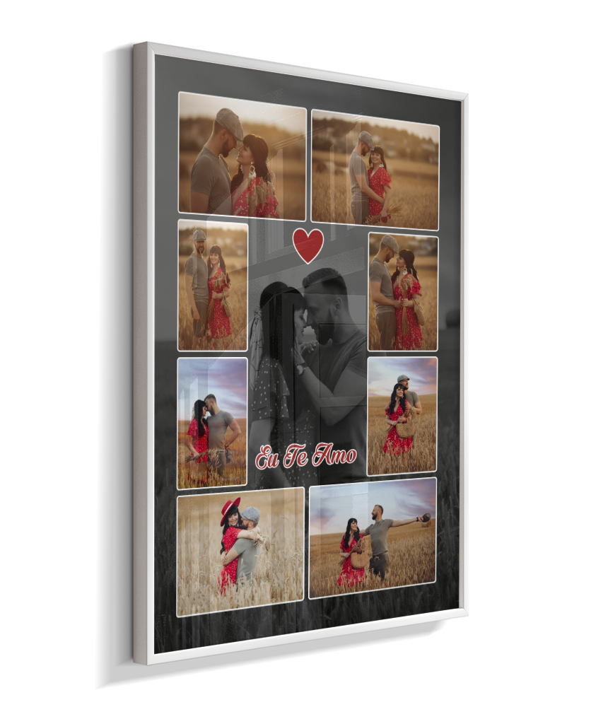 Quadro Personalizado Casal — Mosaico de Memórias 8 Fotos