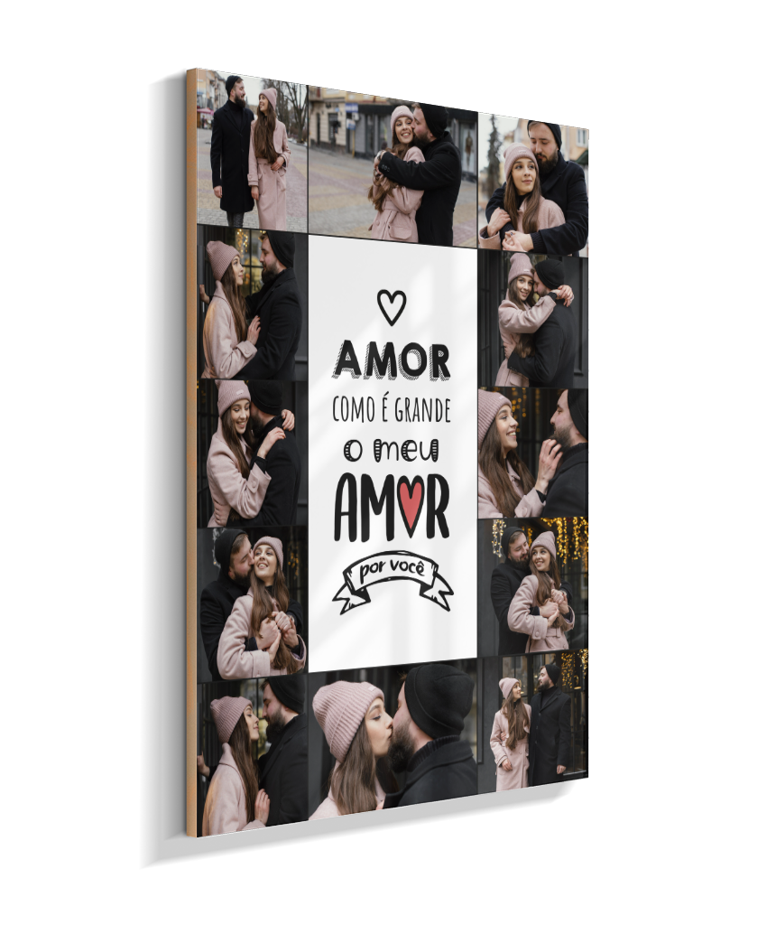Quadro Personalizado Casal — Amor Como é Grande 12 Fotos
