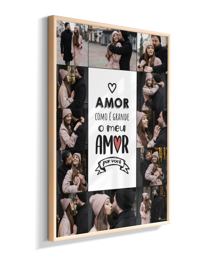 Quadro Personalizado Casal — Amor Como é Grande 12 Fotos
