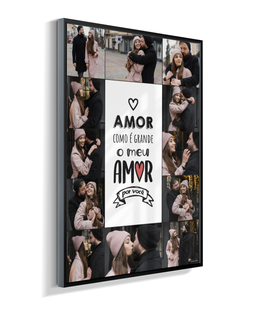 Quadro Personalizado Casal — Amor Como é Grande 12 Fotos